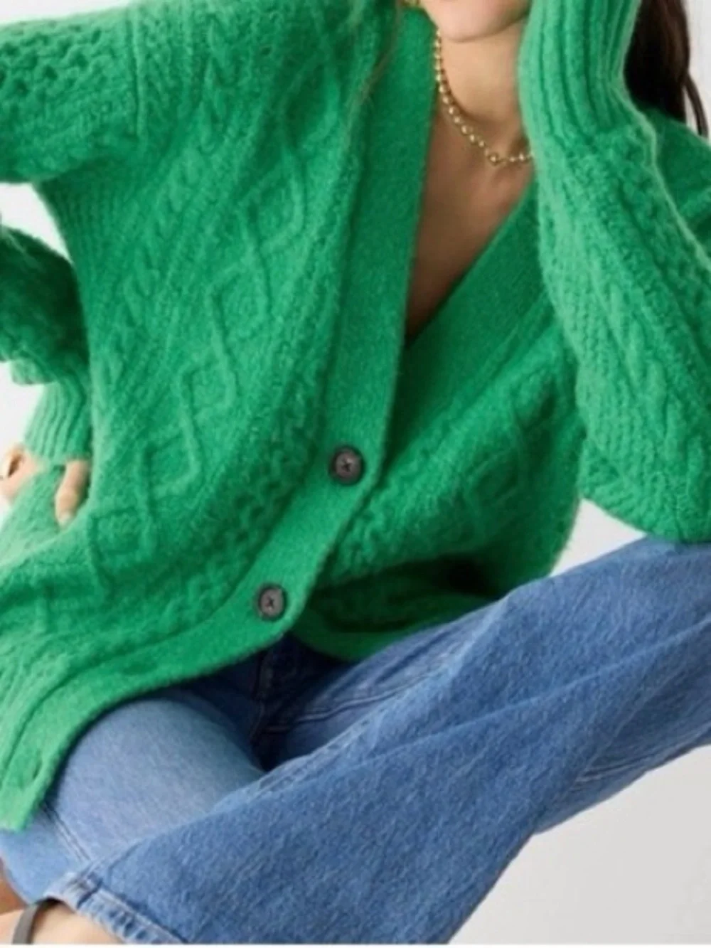 J. Crew Oversized Cable Knit Cardigan Sweater.